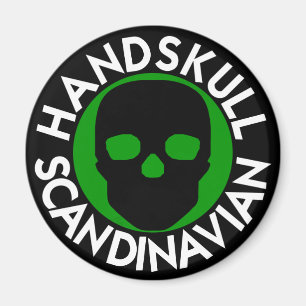HANDSKULL LIV Forest Green round magnet   P3
