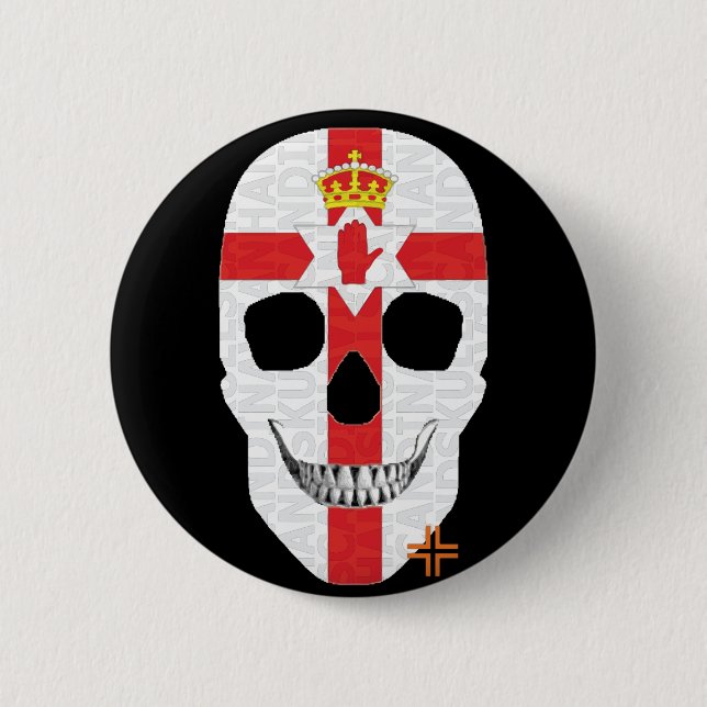 HANDSKULL Northern Ireland Round Badge  black B2 (Front)