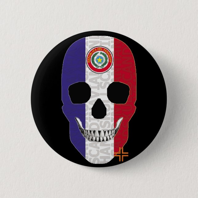 HANDSKULL Paraguay Round Badge  black B2 (Front)