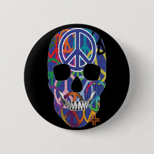HANDSKULL Peace Round Badge black B2