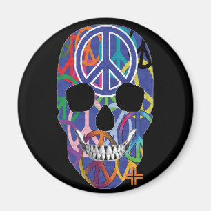 HANDSKULL Peace round magnet B2