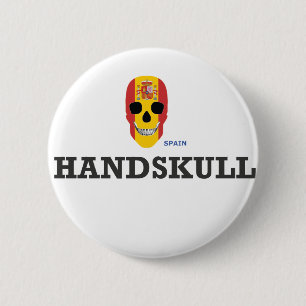 HANDSKULL Spain,Happy skull,Spain flag 6 Cm Round Badge