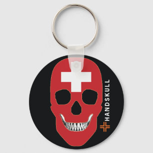 HANDSKULL Switzerland,Happy skull,Switzerland flag Key Ring