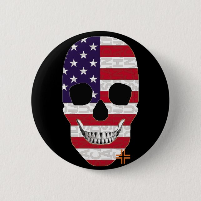 HANDSKULL USA Round Badge  black B2 (Front)