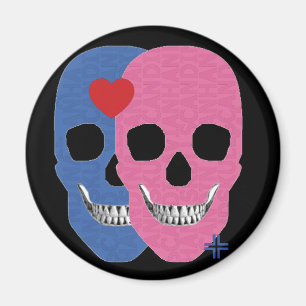 HANDSKULL Valentine round magnet B2