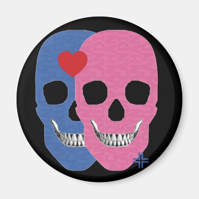 HANDSKULL Valentine round magnet   B2 (Front)