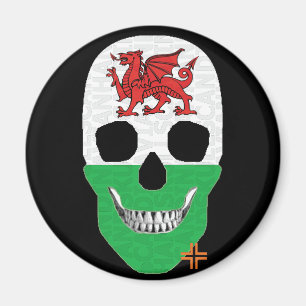 HANDSKULL Wales round magnet B2
