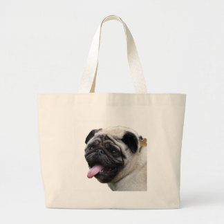 Handsom white Pug photo accessories, add names Large Tote Bag