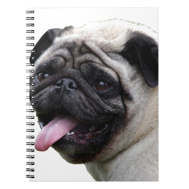 Handsom white Pug photo accessories, add names Notebook (Front)