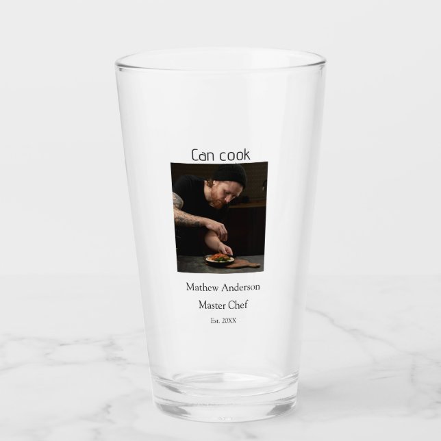 Handsome and can cook add name master chef date glass (Front)