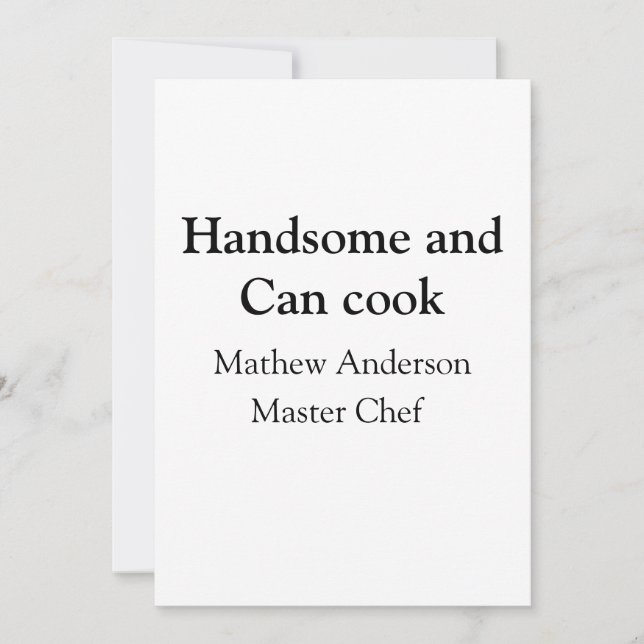 Handsome and can cook add name master chef date invitation (Front)