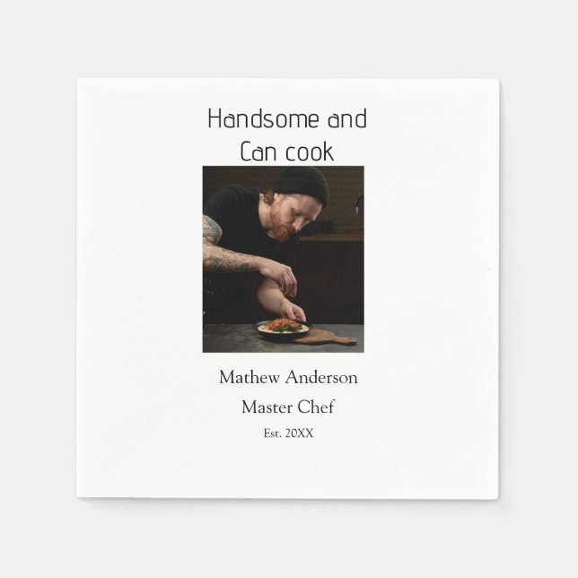 Handsome and can cook add name master chef date napkin (Front)