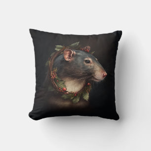 Handsome and Festive Pet Rat Holidays/Christmas Cushion