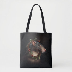 Handsome and Festive Pet Rat Holidays/Christmas To Tote Bag