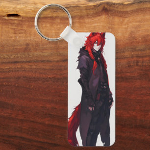 Handsome Anime Red Wolf Key Ring
