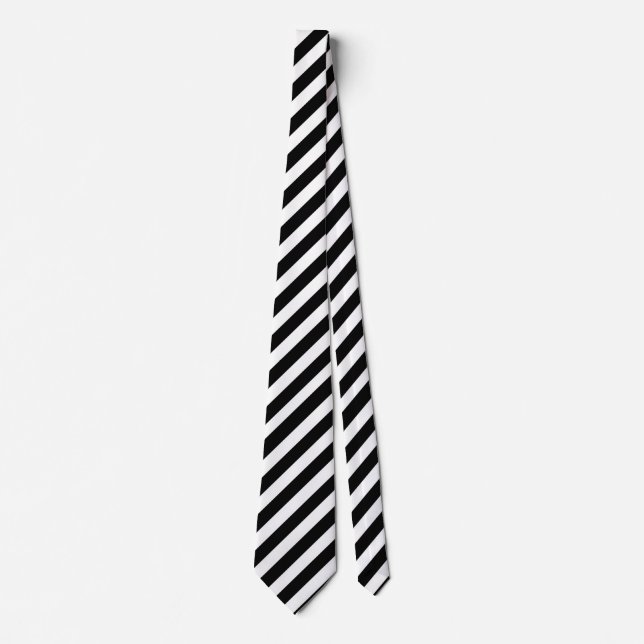 Handsome Black and White Striped Neck Tie (Front)