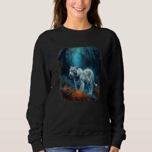 Handsome black and white tiger portrait blue magic sweatshirt