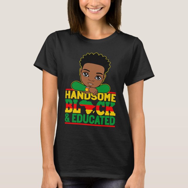 Handsome Black Educated Black History African Kids T-Shirt (Front)