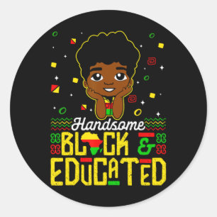 Handsome Black Educated Black History Kids Boys Ju Classic Round Sticker