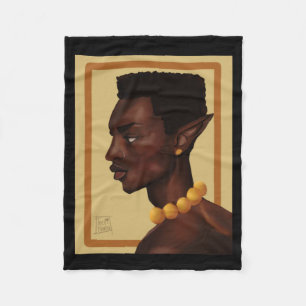 Handsome Black Elf Portrait Sticker Fleece Blanket