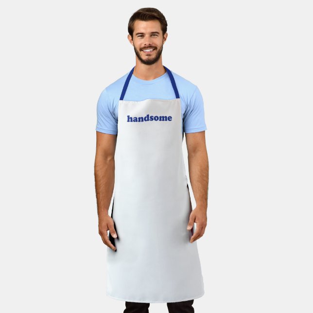 Handsome blue modern typography funny cute flirty apron (Worn)