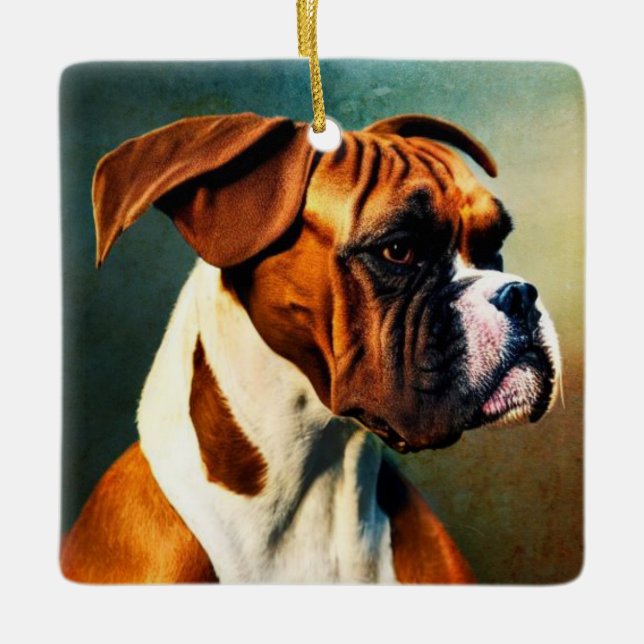 Handsome Boxer  Ceramic Ornament (Front)