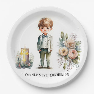 Handsome Boy 1st. Communion  Paper Plate