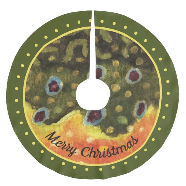 Handsome Brook Trout Fishing Brushed Polyester Tree Skirt (Front)