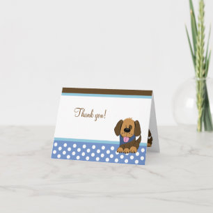 Handsome Brown Puppy Dog Folded Thank you note Card