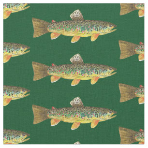 Handsome Brown Trout Fishing Fisherman's Fabric