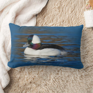 Handsome Bufflehead Duck at the Winter Pond Lumbar Cushion