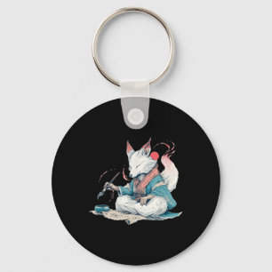 Handsome Calligraphy Kitsune For Japan Style Lover Key Ring