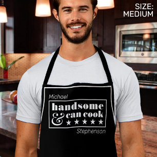 Handsome & Can Cook Mens Black White Father's Day Apron