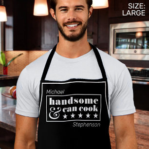 Handsome & Can Cook Mens Black White Father's Day Apron