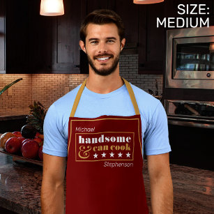 Handsome & Can Cook Mens Dark Red Father's Day Apron