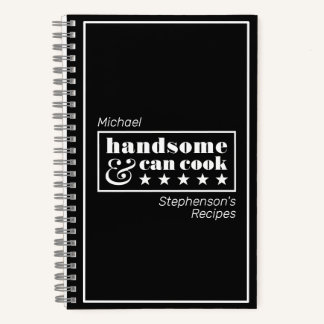 Handsome & Can Cook Typography Father's Day Recipe Notebook