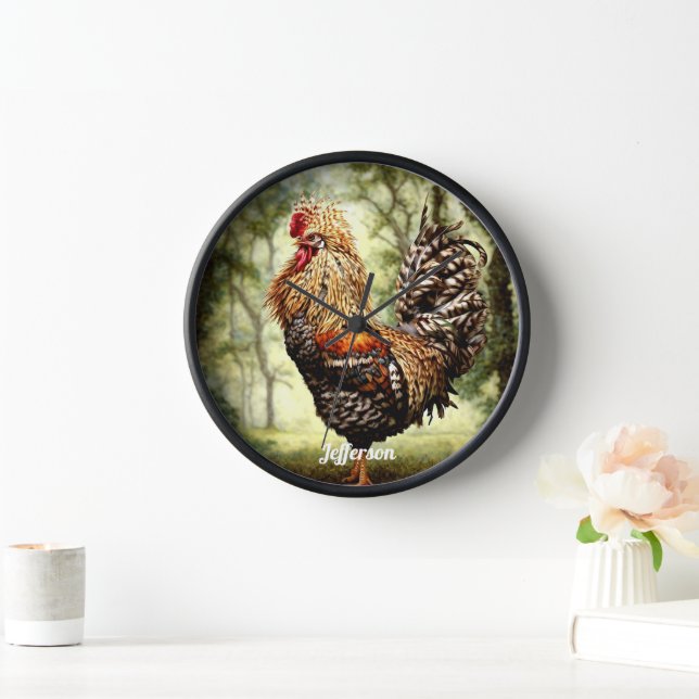 Handsome Colourful Rooster Clock (Home)