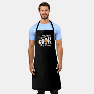 handsome cook awesome chef black and white apron
