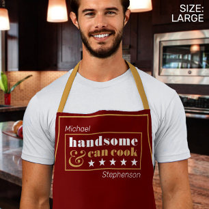 Handsome Cook Chic Dark Red Funny Men's Apron