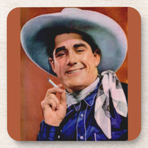 handsome cowboy with cigarette coaster
