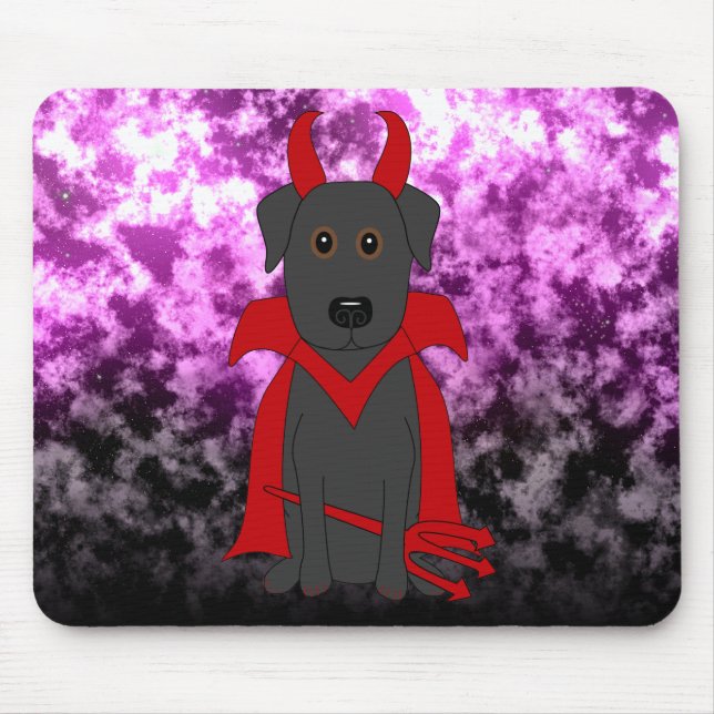 Handsome Devil Halloween Black Lab Mouse Pad (Front)