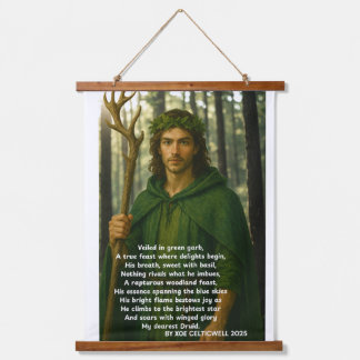 Handsome Druid with a Poem by Xoe Celticwell Hanging Tapestry