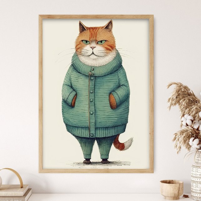 Handsome Ginger Cat In Green Sweater, Funny Cat De Poster (Creator Uploaded)