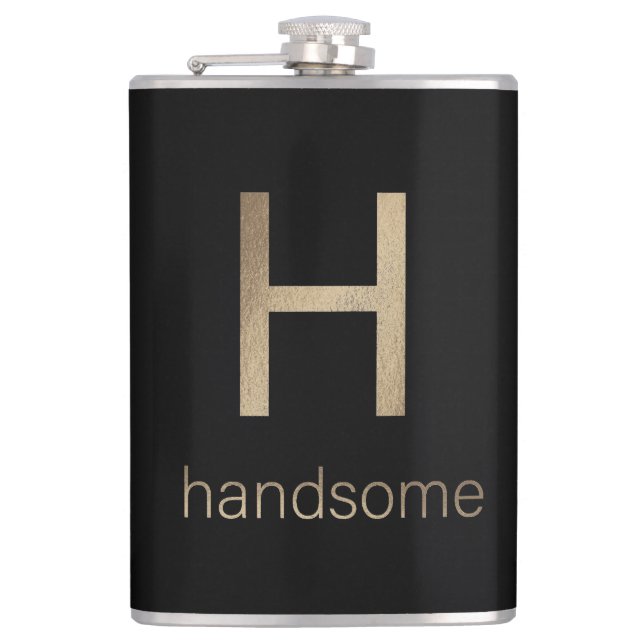 Handsome Gold and Black | Vinyl Wrapped Flask (Front)