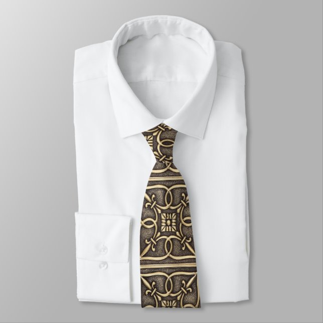 Handsome Gold Brass Celtic Knot Father's Day Tie (Tied)