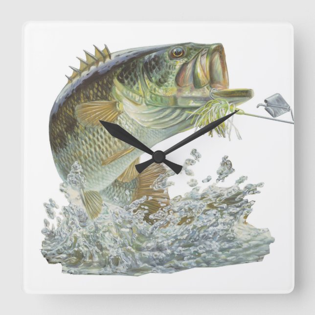 Handsome Gone Fishing Largemouth Bass Wall Clock (Front)