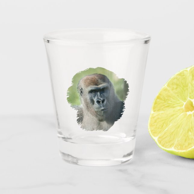 Handsome Gorilla Blackback T-Shirt Shot Glass (Front)