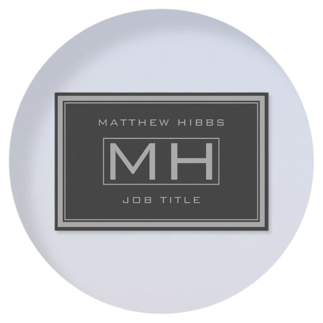 Handsome Grey & Dark Grey Professional (info back) Business Card (Creator Uploaded)