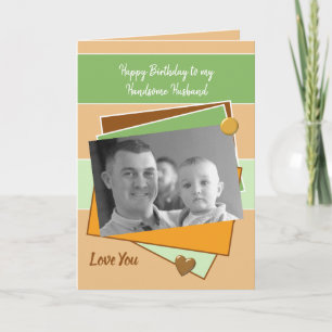 Handsome Husband on your birthday green photo Card