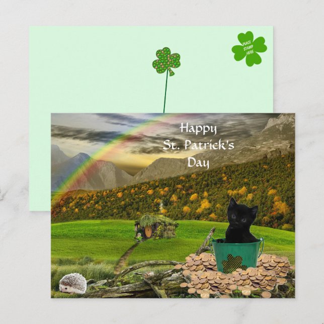 Handsome Jack The Cat's St. Patrick's Day Postcard (Front/Back)